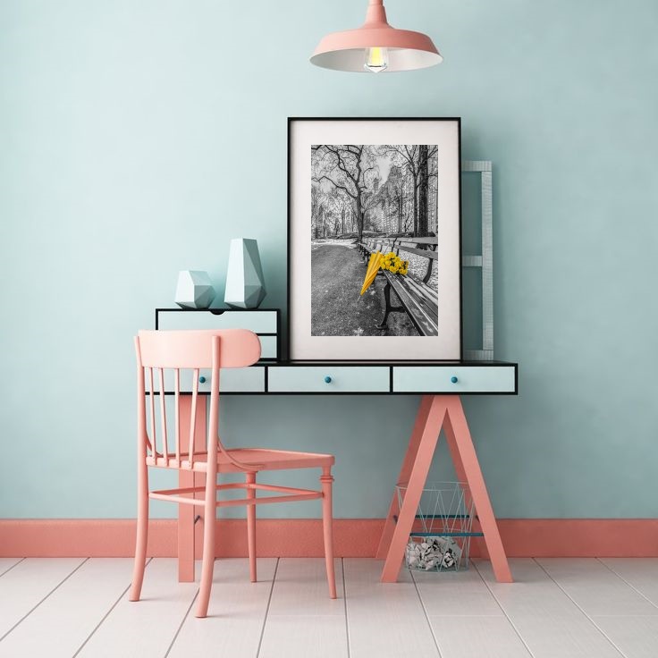 Quadro Central Park Flores Amarelas - 60x48cm