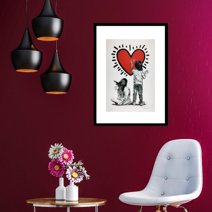 Quadro Crianças Com Coração - 60x48cm