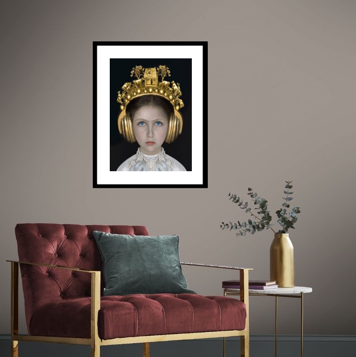 Quadro Foto Menina Fone Ouvido - 60x48cm