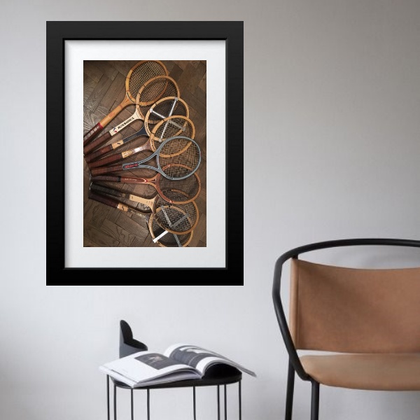 Quadro Foto Raquetes De Tênis Antigas - 60x48cm