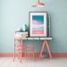 Quadro Fotografia Praia Mar Rosa e Azul - 60x48cm