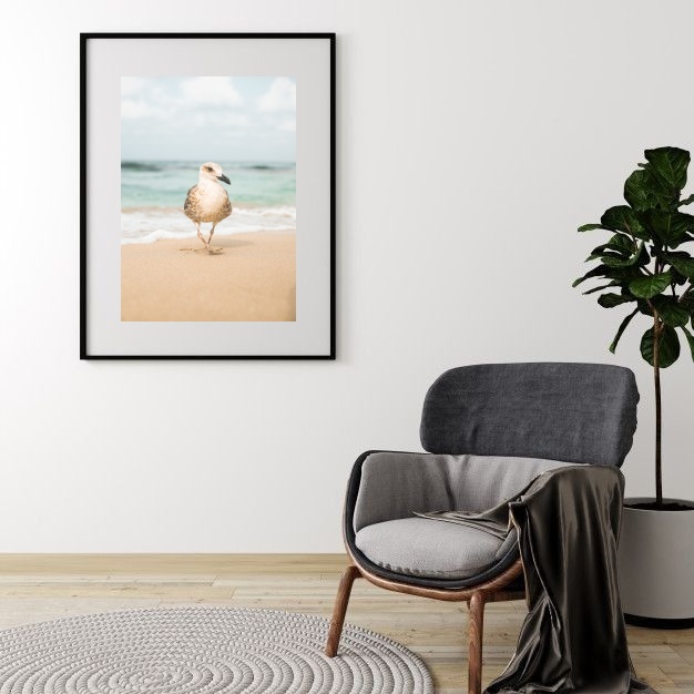 Quadro Gaivota na Praia - 60x48cm