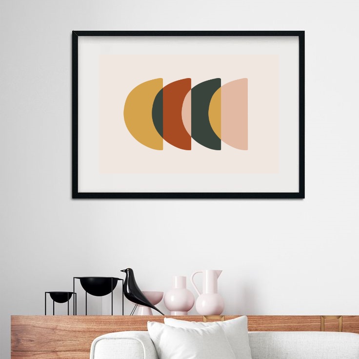 Quadro Horizontal Boho Formas Orgânicas - 60x48cm