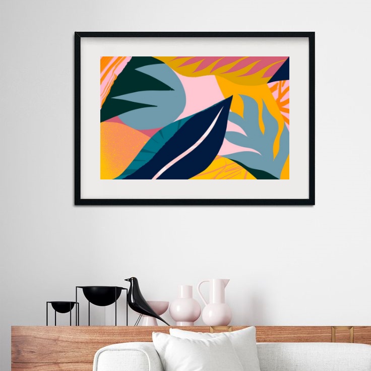Quadro Horizontal Folhagens Coloridas - 60x48cm