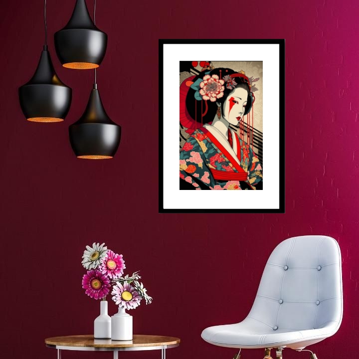 Quadro Japonês Gueixa - 60x48cm