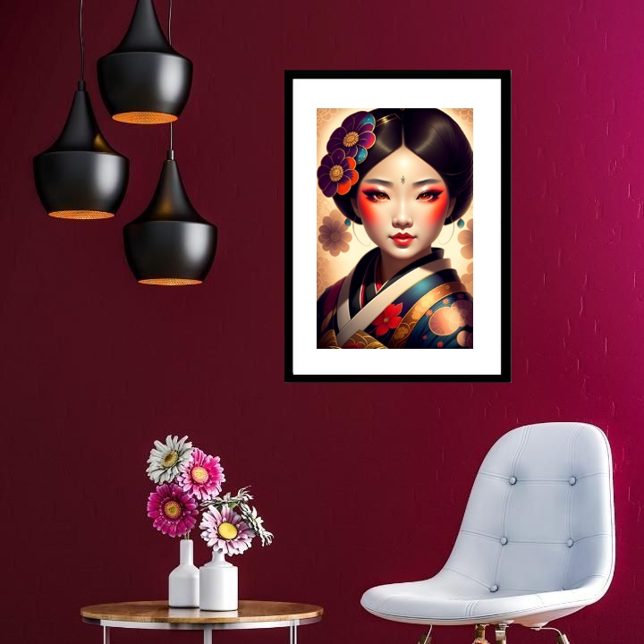 Quadro Japonesa Gueixa - 60x48cm