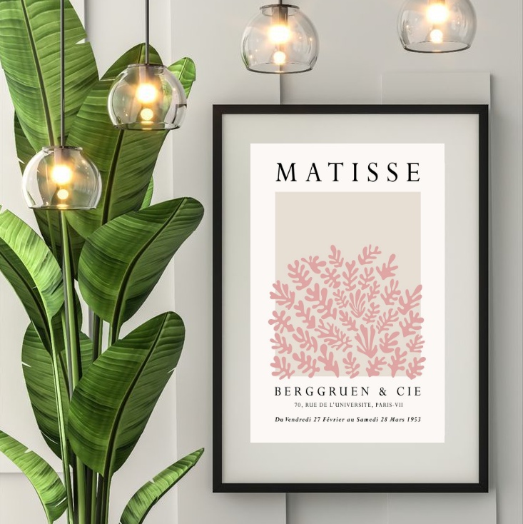 Quadro Matisse Cinza e Rosa - 60x48cm