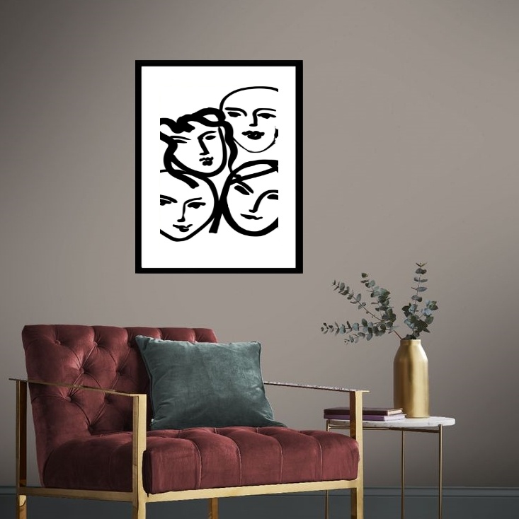 Quadro Matisse Faces Mulheres 60x48cm