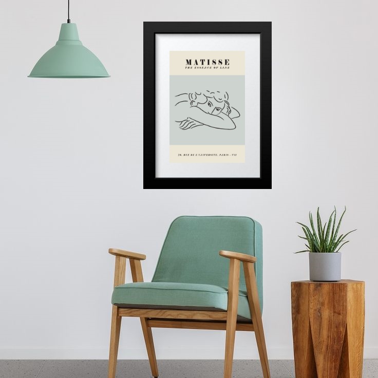 Quadro Matisse Mulher Azul e Bege - 60x48cm