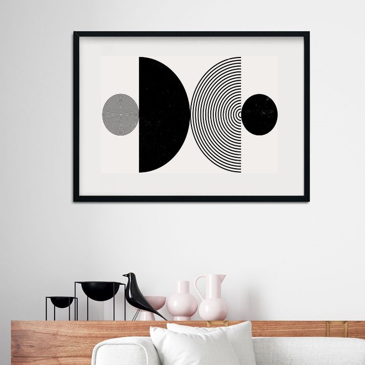 Quadro Moderno Branco e Preto - 60x48cm