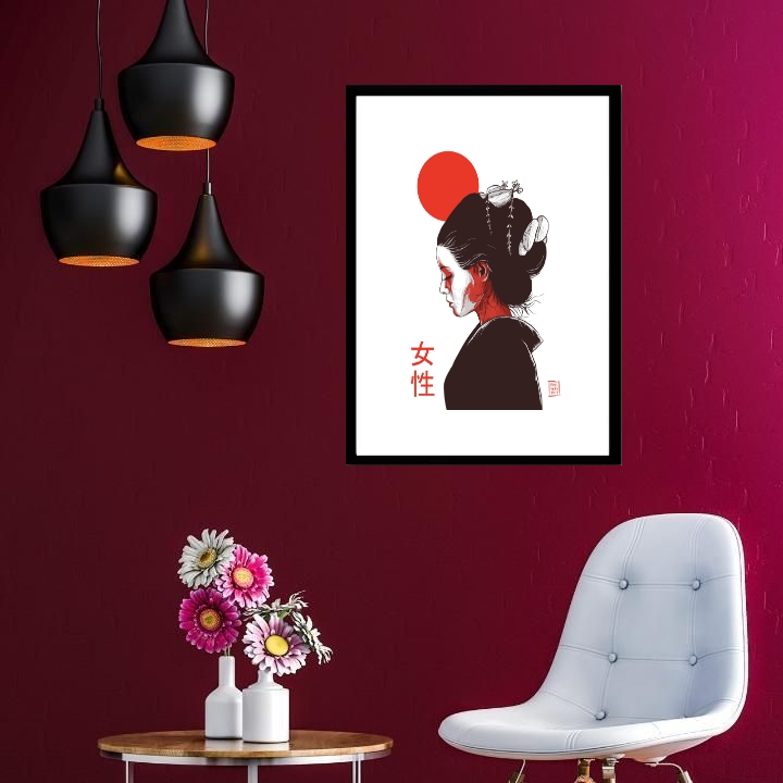 Quadro Mulher Japonesa - 60x48cm
