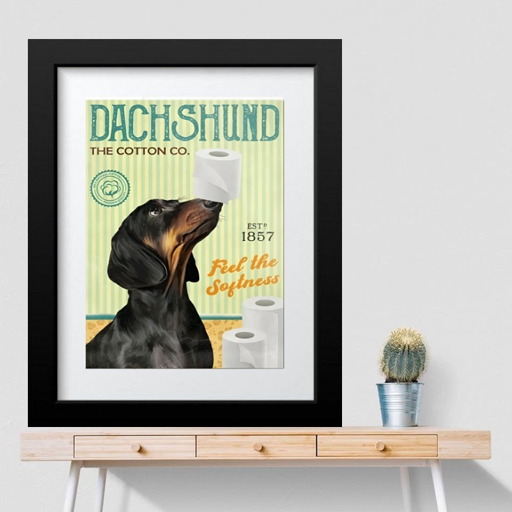 Quadro Para Banheiro Dachshund- 60x48cm