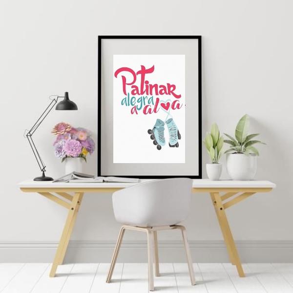 Quadro Patins Frase - 60x48cm