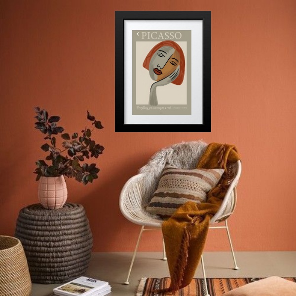 Quadro Picasso Mulher Terracota - 60x48cm