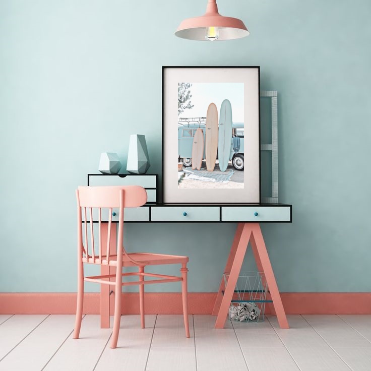 Quadro Praia Kombi Surf - 60x48cm