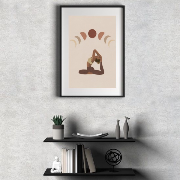 Quadro Yoga Fases da Lua - 60x48cm