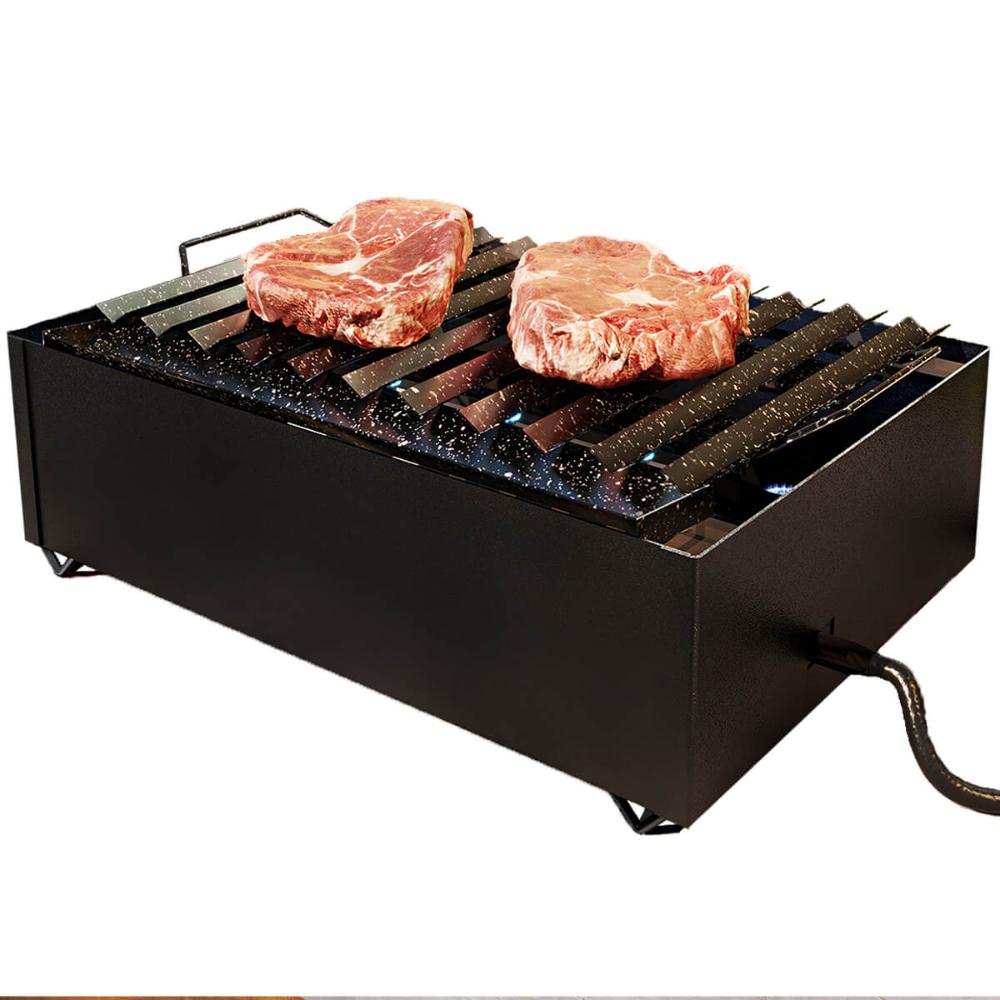 Char Broiler a Gás 8 Caulins Fogareiro Grelha Chapa Hambúrgu