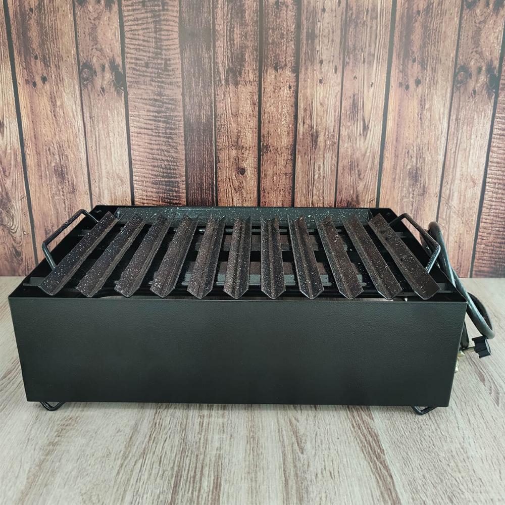 Char Broiler a Gás 8 Caulins Fogareiro Grelha Chapa Hambúrgu
