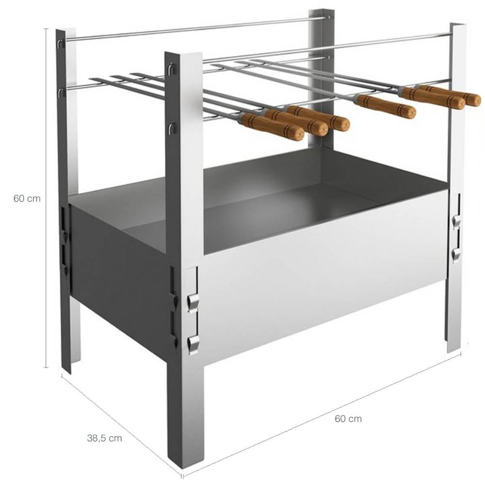 Churrasqueira Portátil Desmontável Inox Para Camping Carvão