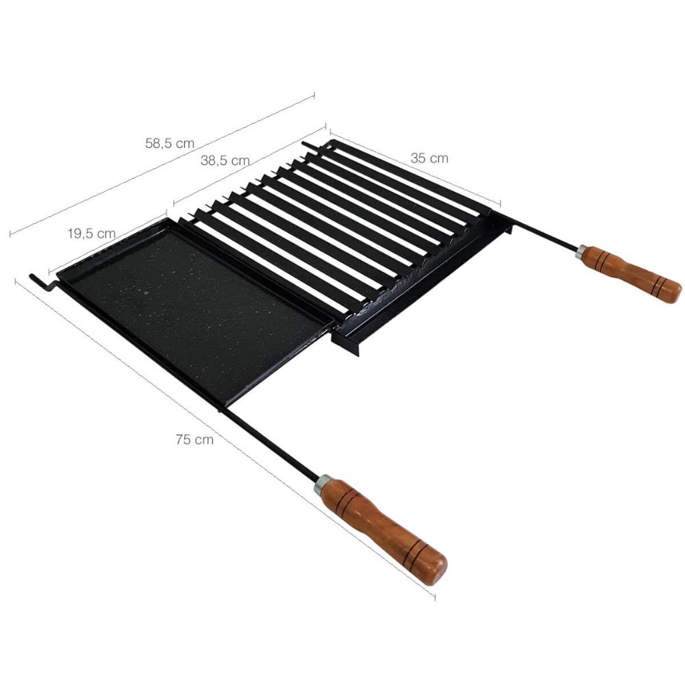 Grelha Esmaltada Para Churrasco Peixe Carne Chapa Auxiliar