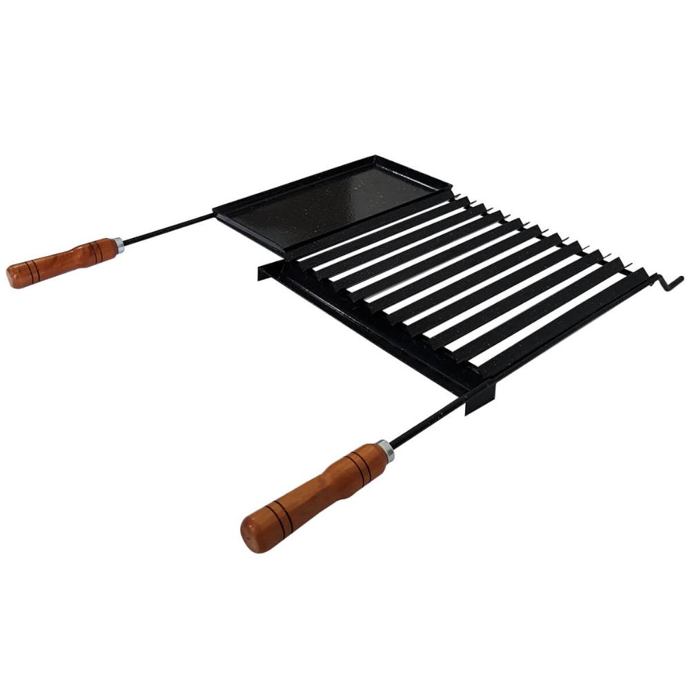 Grelha Esmaltada Para Churrasco Peixe Carne Chapa Auxiliar