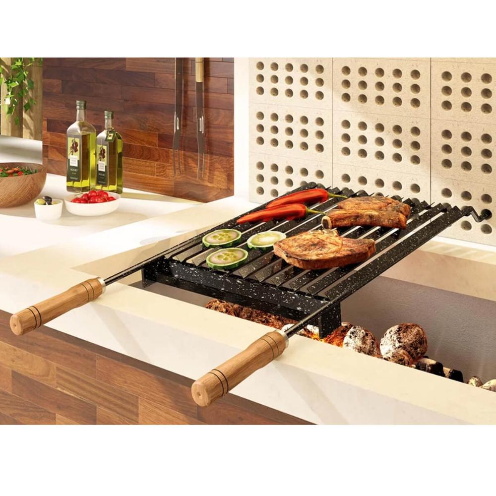 Grelha Para Churrasco Esmaltada Com Coletor De Gordura Carne