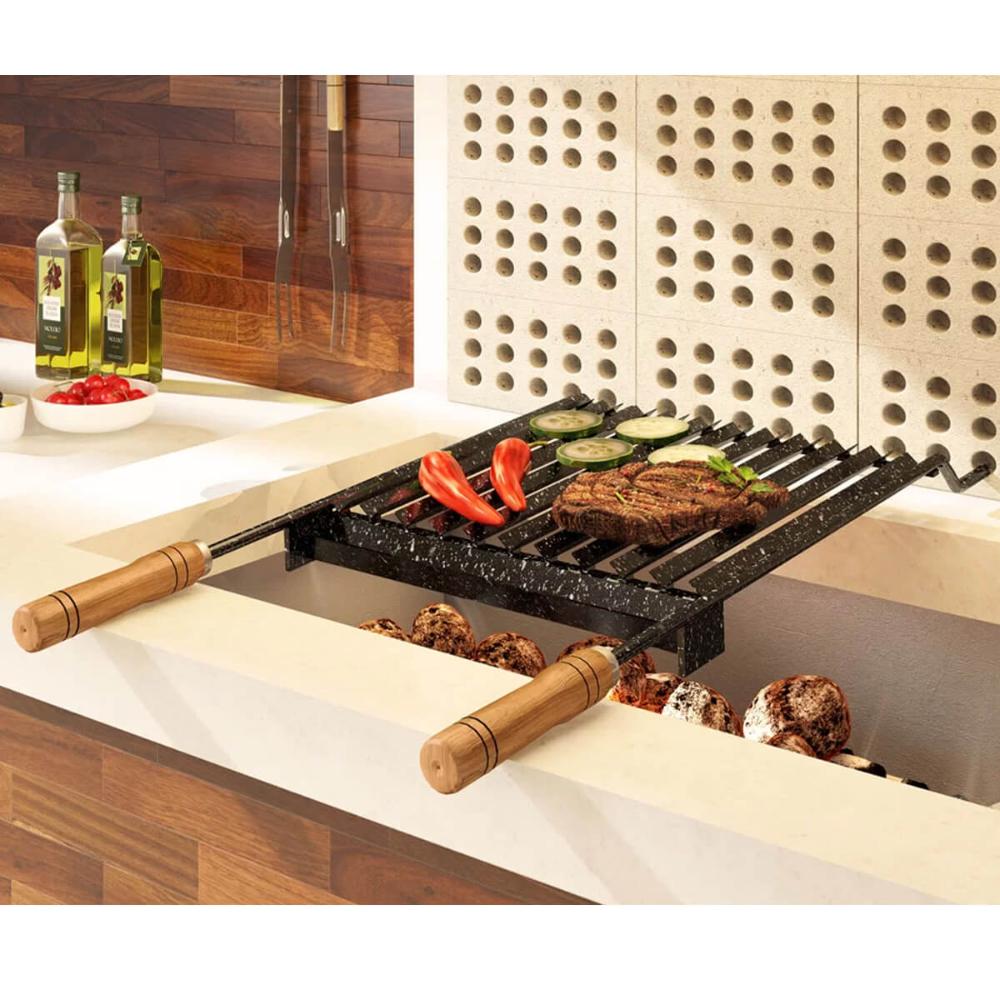 Grelha Para Churrasco Grelha Esmaltada Coletor Gordura Cane Frango