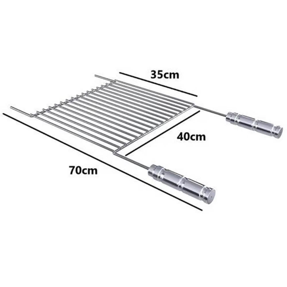 Grelha para Churrasqueira 70x40cm Uruguaia Aço Inox 304 Barr