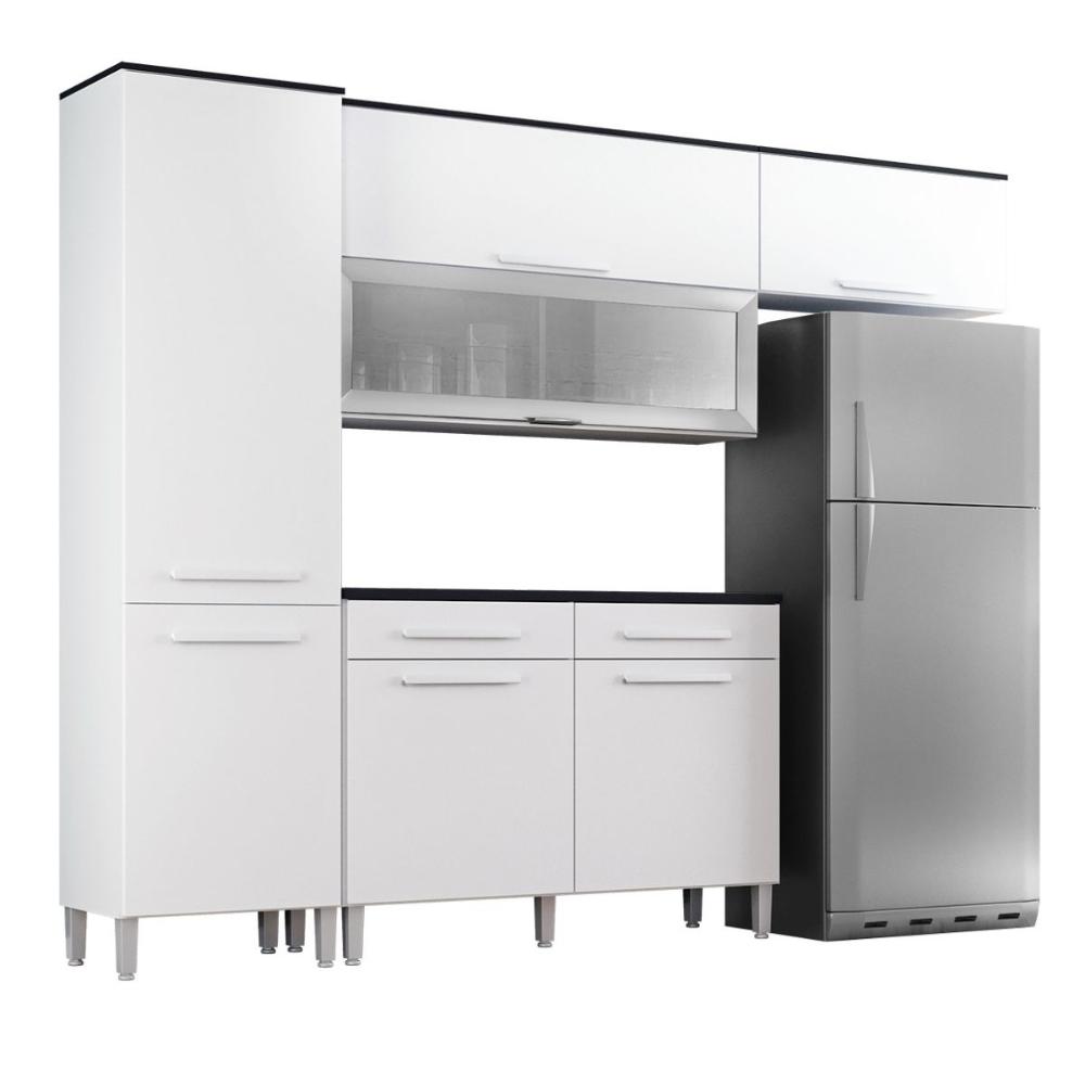 Armário Cozinha Girassol 7 Portas 2gav Pés Reguláveis  Branco