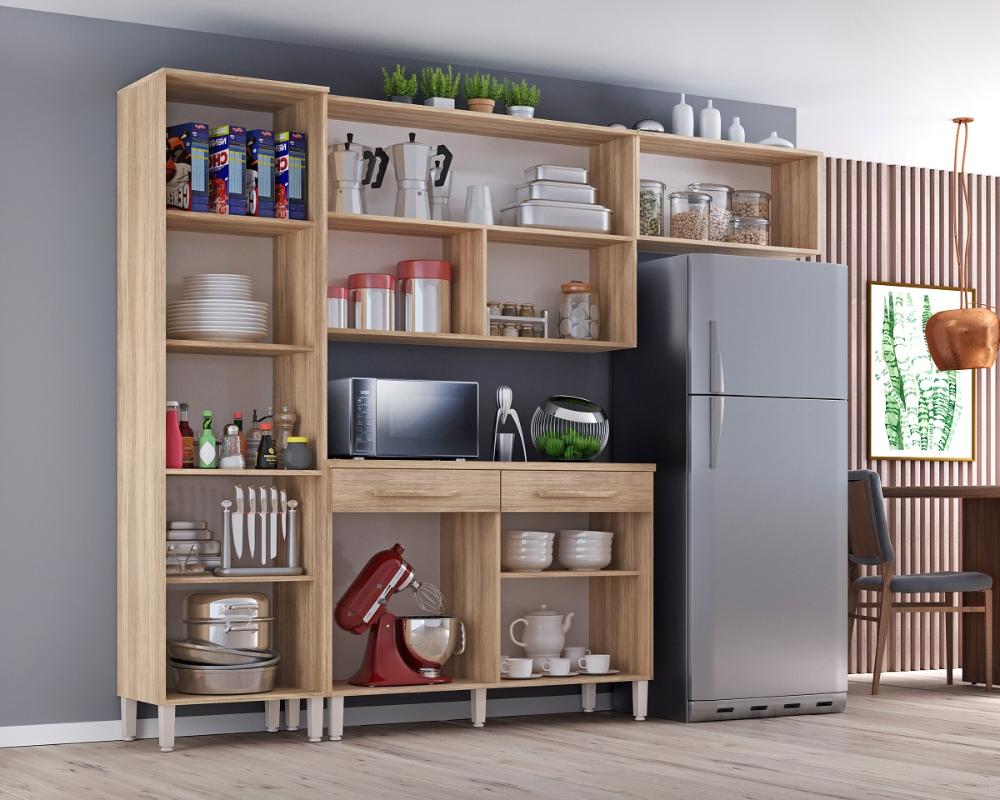 Armário Cozinha Girassol 7 Portas 2gav Pés Reguláveis  Teka Madrid