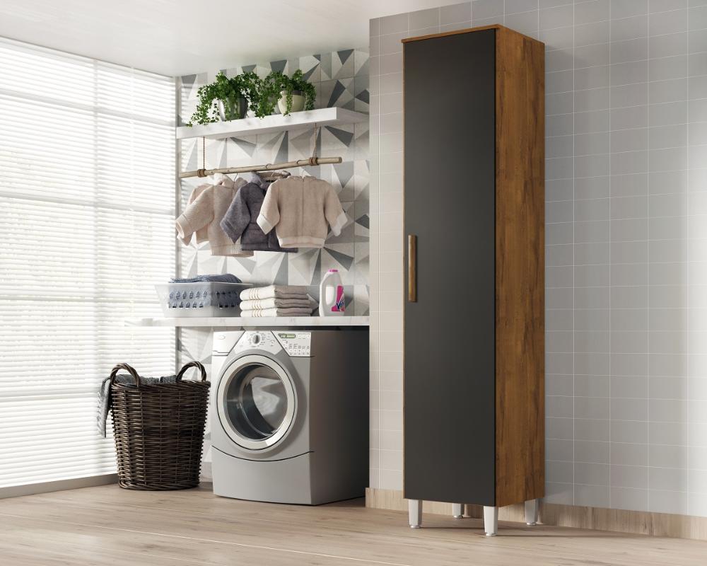 Armario Lavanderia 1 Porta  2,22m  Pés Reguláveis  Castanho/onix