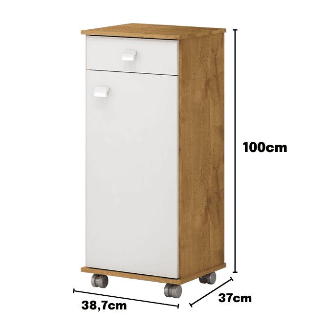 Balcão Bianca Com Rodinhas 1 Porta 1 Gav  Castanho/branco