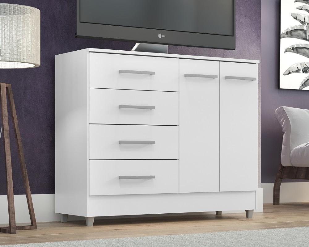 Comoda Gisele 4 Gavs 2 Portas  Branco