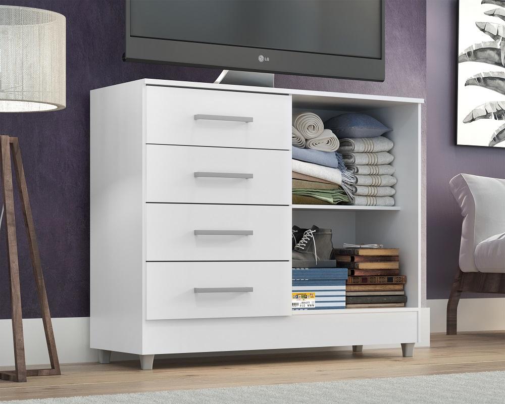 Comoda Gisele 4 Gavs 2 Portas  Branco