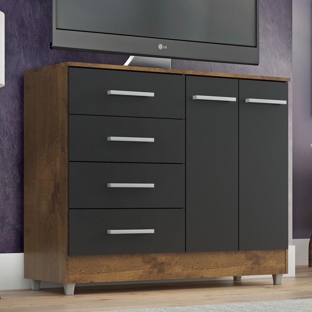 Comoda Gisele 4 Gavs 2 Portas  Castanho/onix