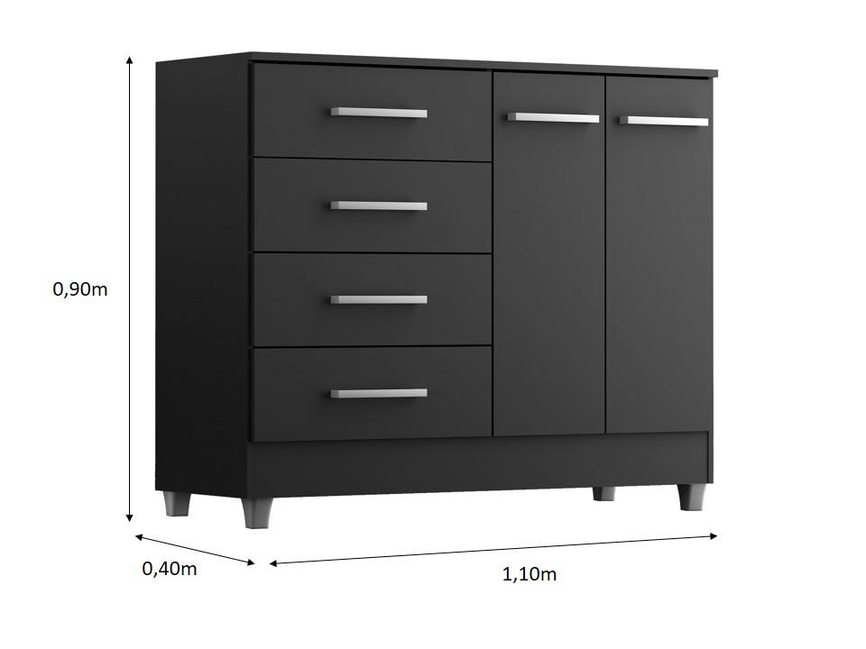 Comoda Gisele 4 Gavs 2 Portas  Onix