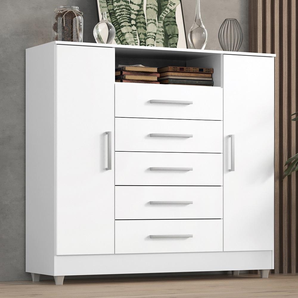 Comoda Isabele 5 Gav 2 Portas  Branco