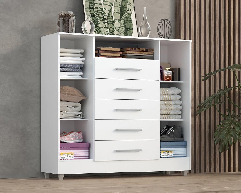 Comoda Isabele 5 Gav 2 Portas  Branco