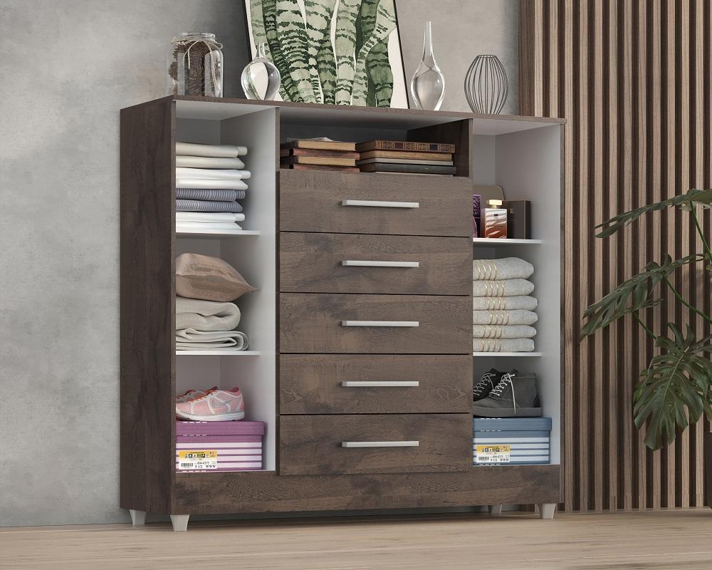 Comoda Isabele 5 Gav 2 Portas  Chocolate