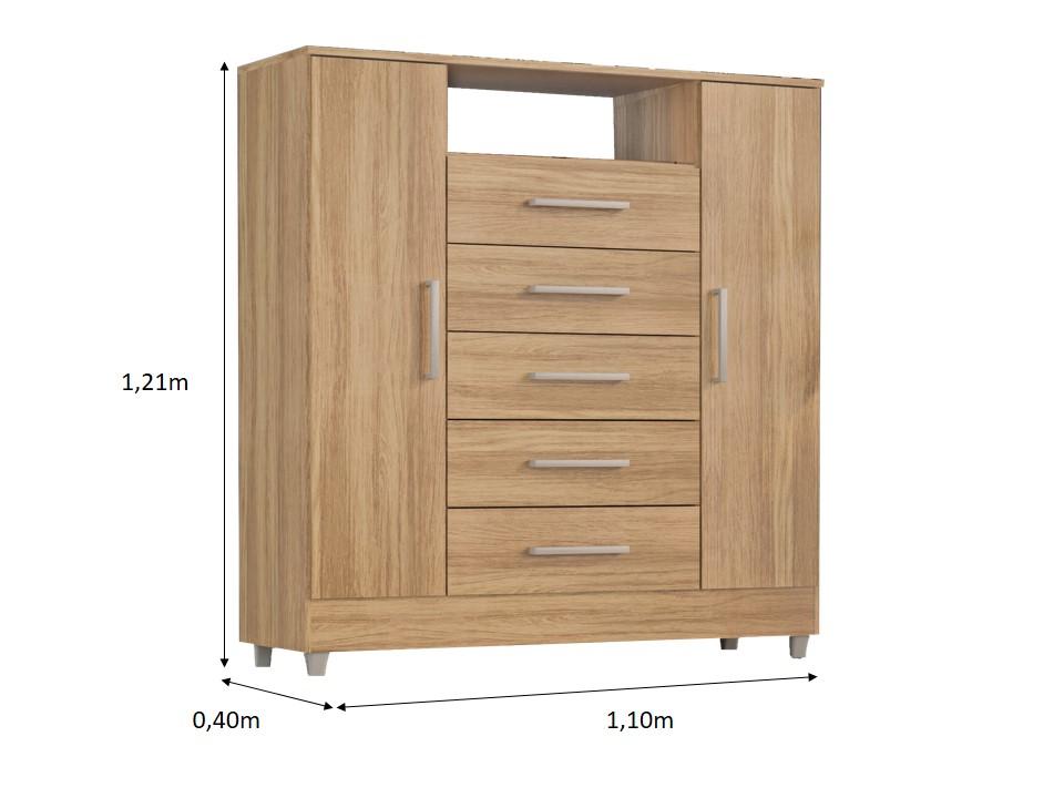 Comoda Isabele 5 Gav 2 Portas  Teka Madrid