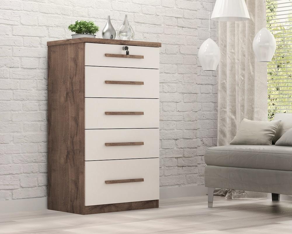 Comoda Lara 5.gav  Chocolate/off White