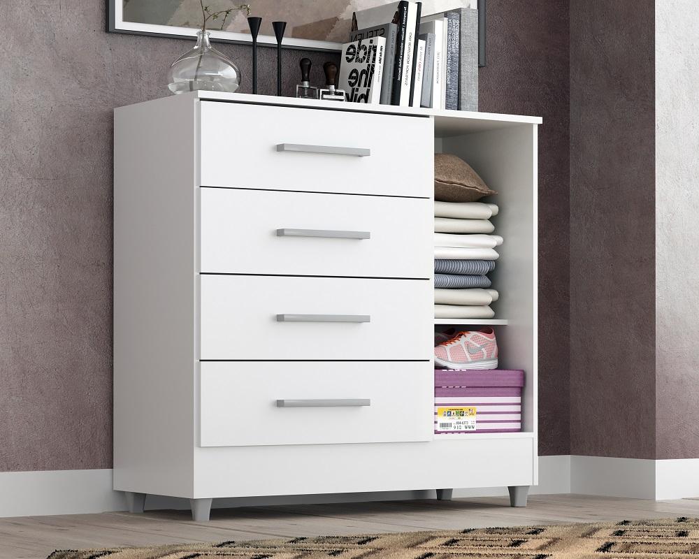 Comoda Laura 4 Gavs 1 Porta  Branco