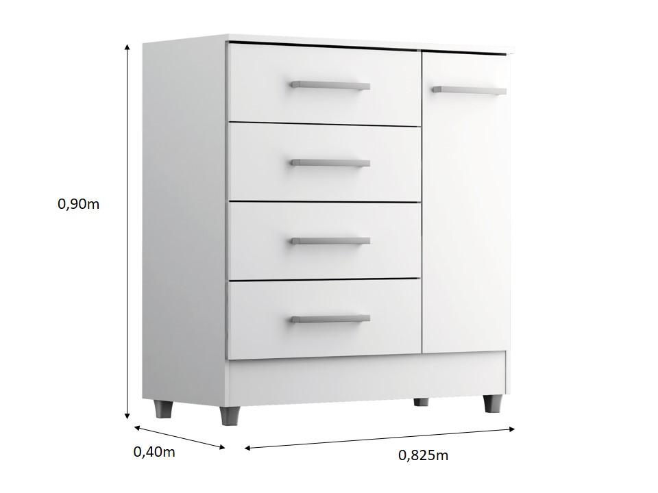 Comoda Laura 4 Gavs 1 Porta  Branco