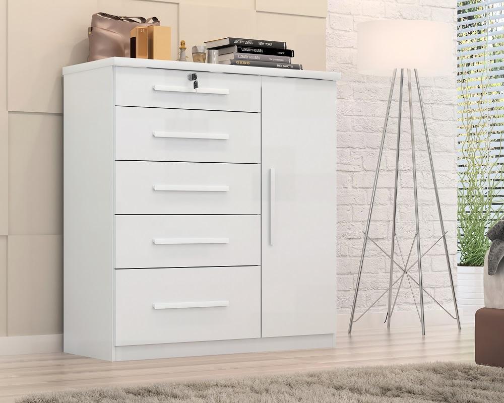 Comoda Livia 5.gav. 1 Porta  Branco