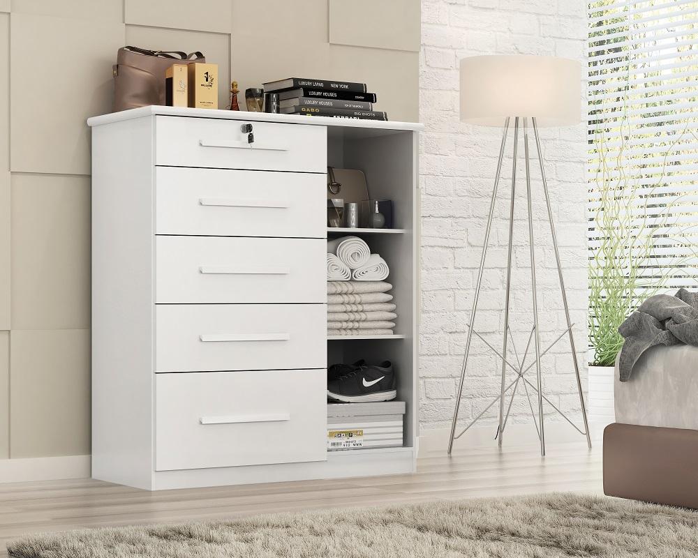 Comoda Livia 5.gav. 1 Porta  Branco