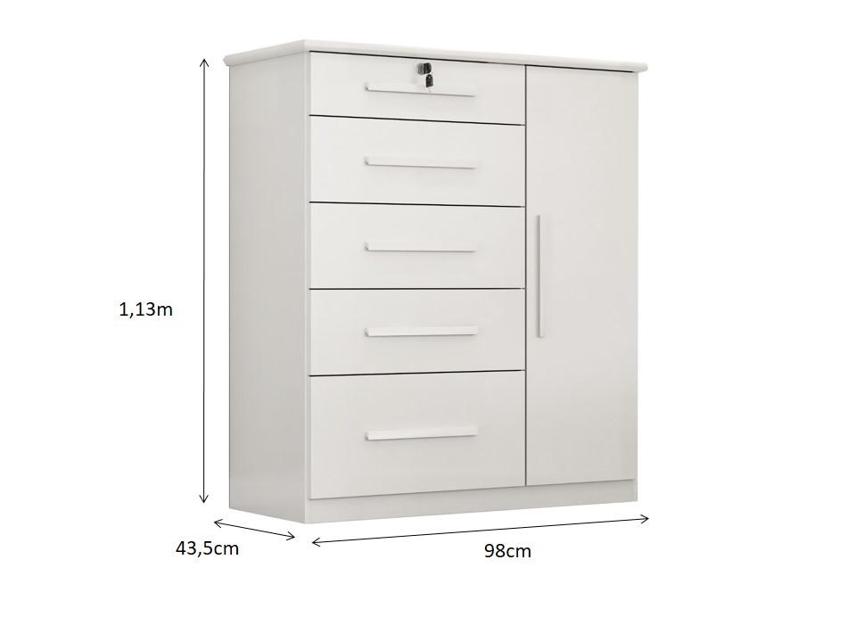 Comoda Livia 5.gav. 1 Porta  Branco
