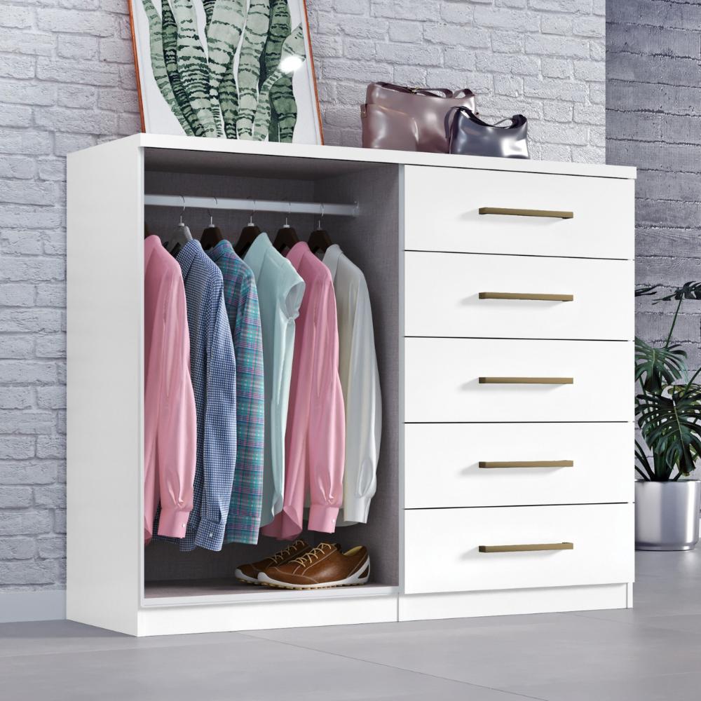 Comoda Madagascar 5 Gav 2 Portas C/ Cabideiro  Branco