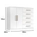 Comoda Madagascar 5 Gav 2 Portas C/ Cabideiro  Branco