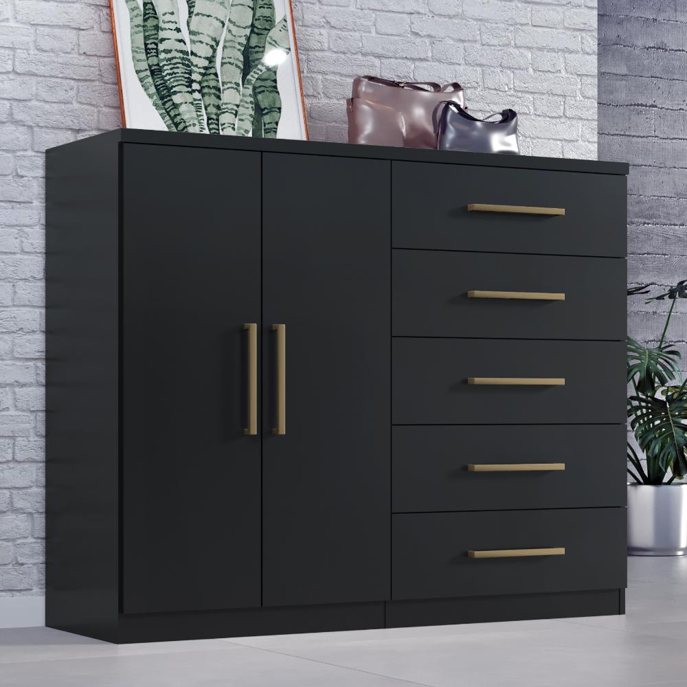Comoda Madagascar 5 Gav 2 Portas C/ Cabideiro  Onix