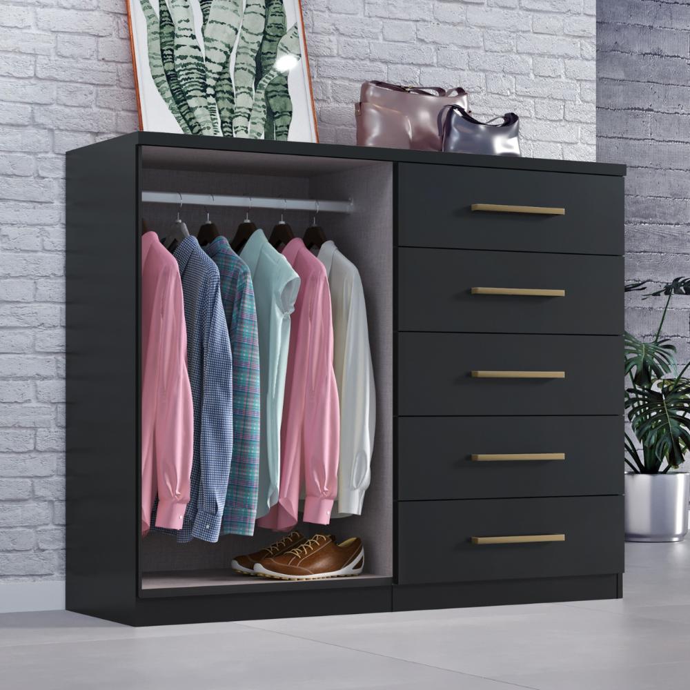 Comoda Madagascar 5 Gav 2 Portas C/ Cabideiro  Onix